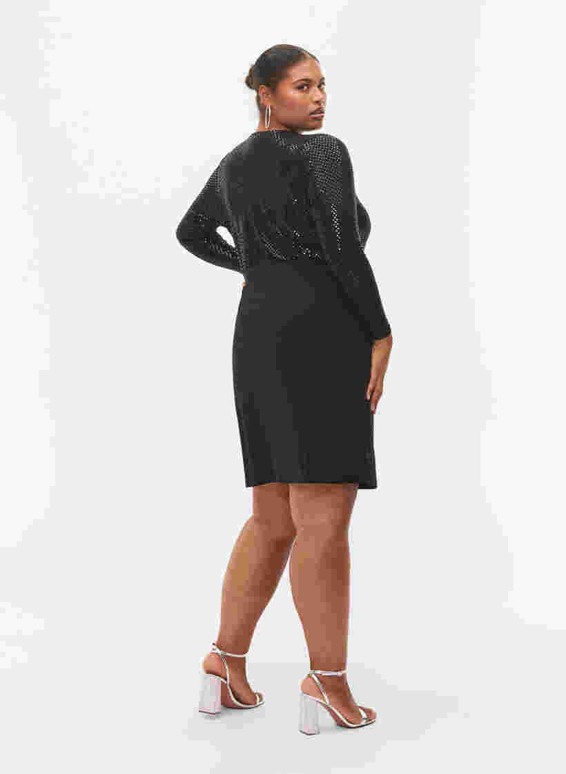 Nauwsluitende jurk met glitterstructuur, Black, Model image number 1