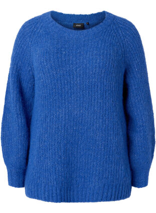 Pull en tricot avec de la laine et des manches raglan, Princess Blue, Packshot image number 0