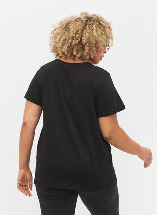 Sport-T-shirt met print, Black gold foil logo, Model image number 1