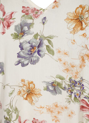 Viscose top met korte mouwen en bloemenprint, Creme Vintage Flower, Packshot image number 2
