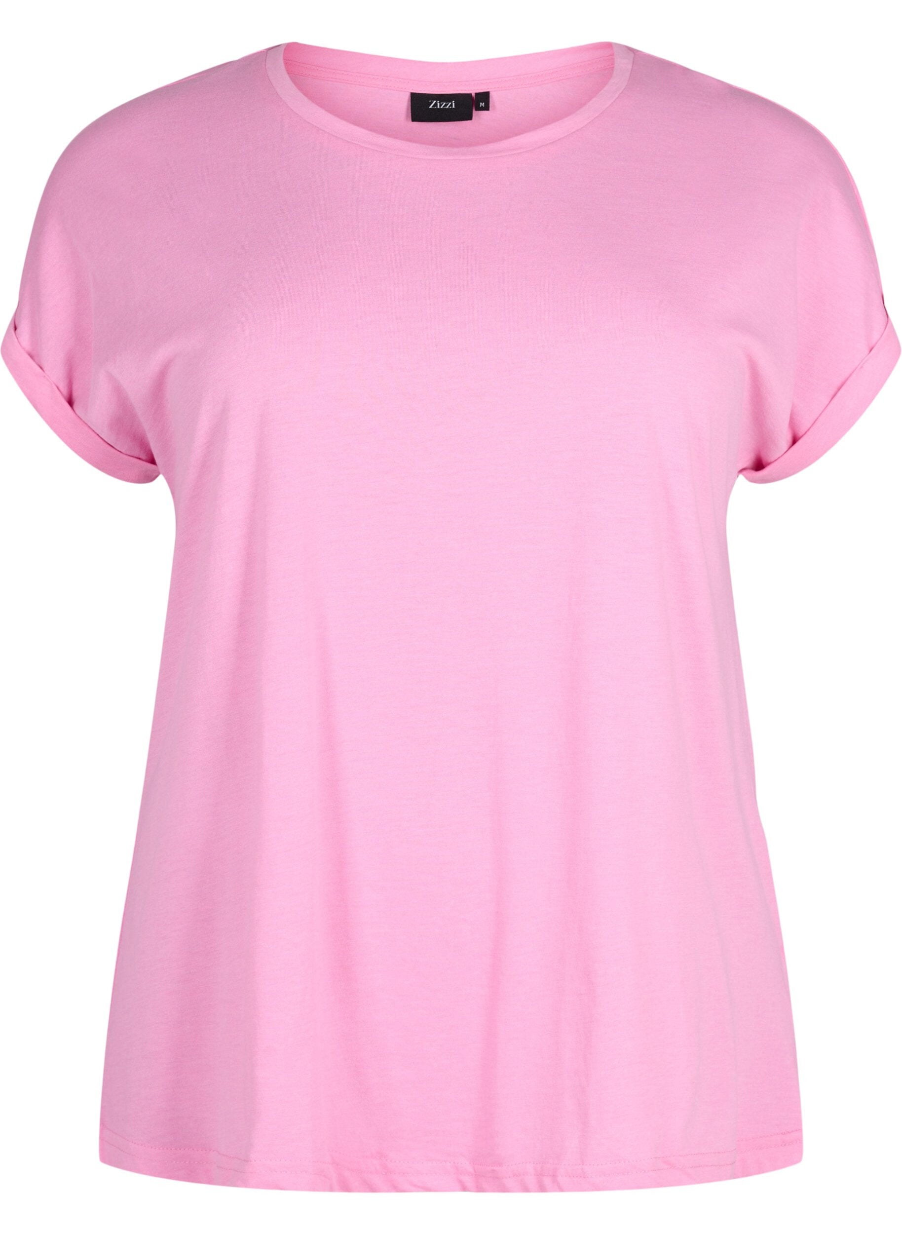 ZizziT-shirt met korte mouwen van katoenmix, Roze, Packshot image number 0
