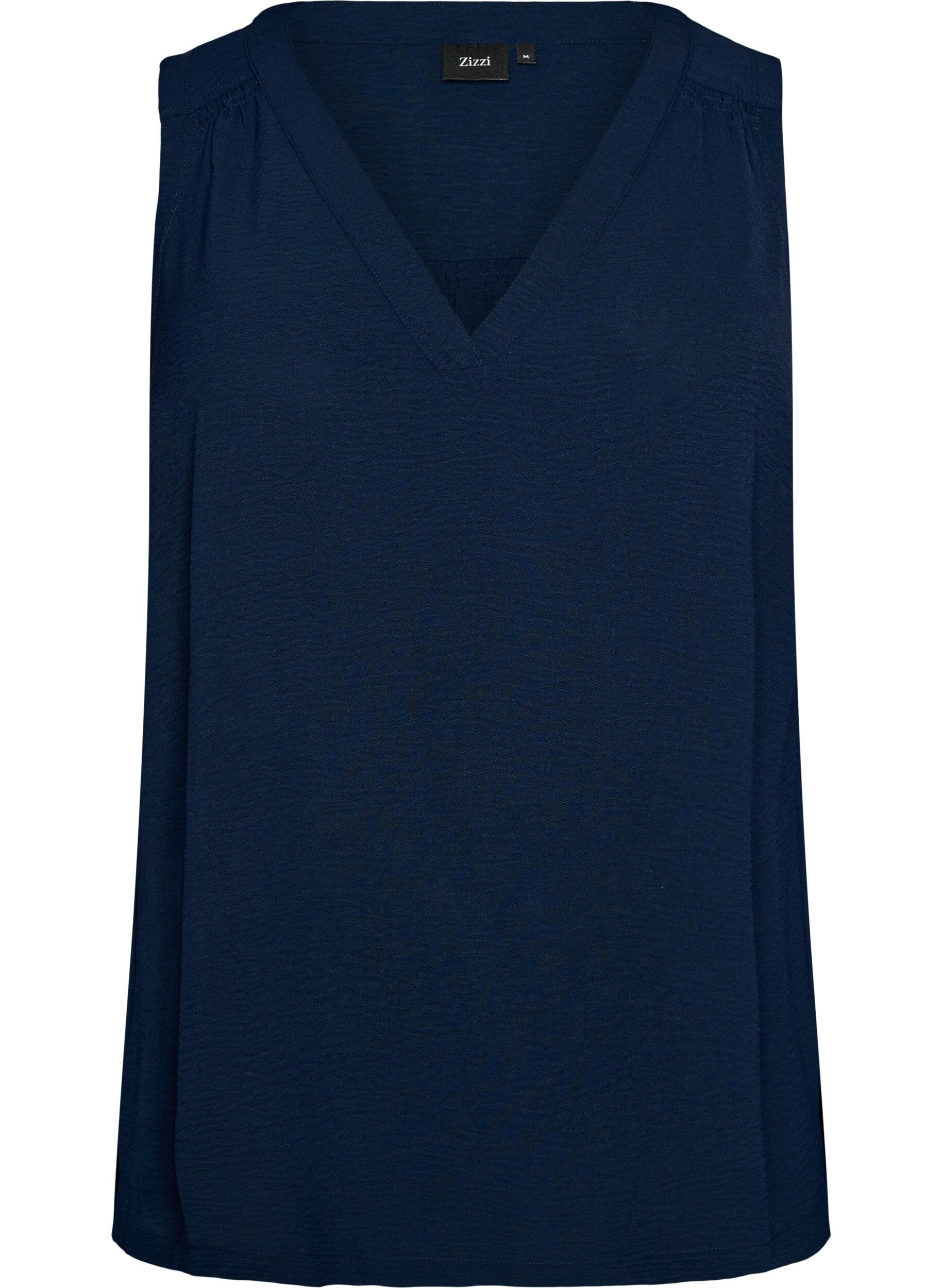 ZizziMouwloze top met kreukeffecten, Blauw, Packshot image number 0