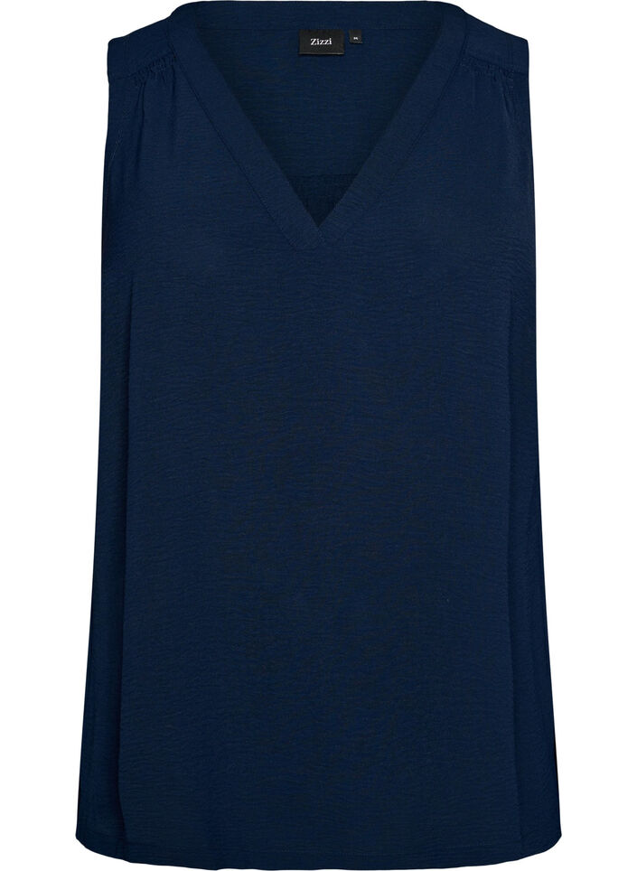 Mouwloze top met kreukeffecten, Blauw, Packshot image number 0