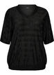 Blouse met golvende structuur en ballonvorm, Zwart, Packshot image number 0