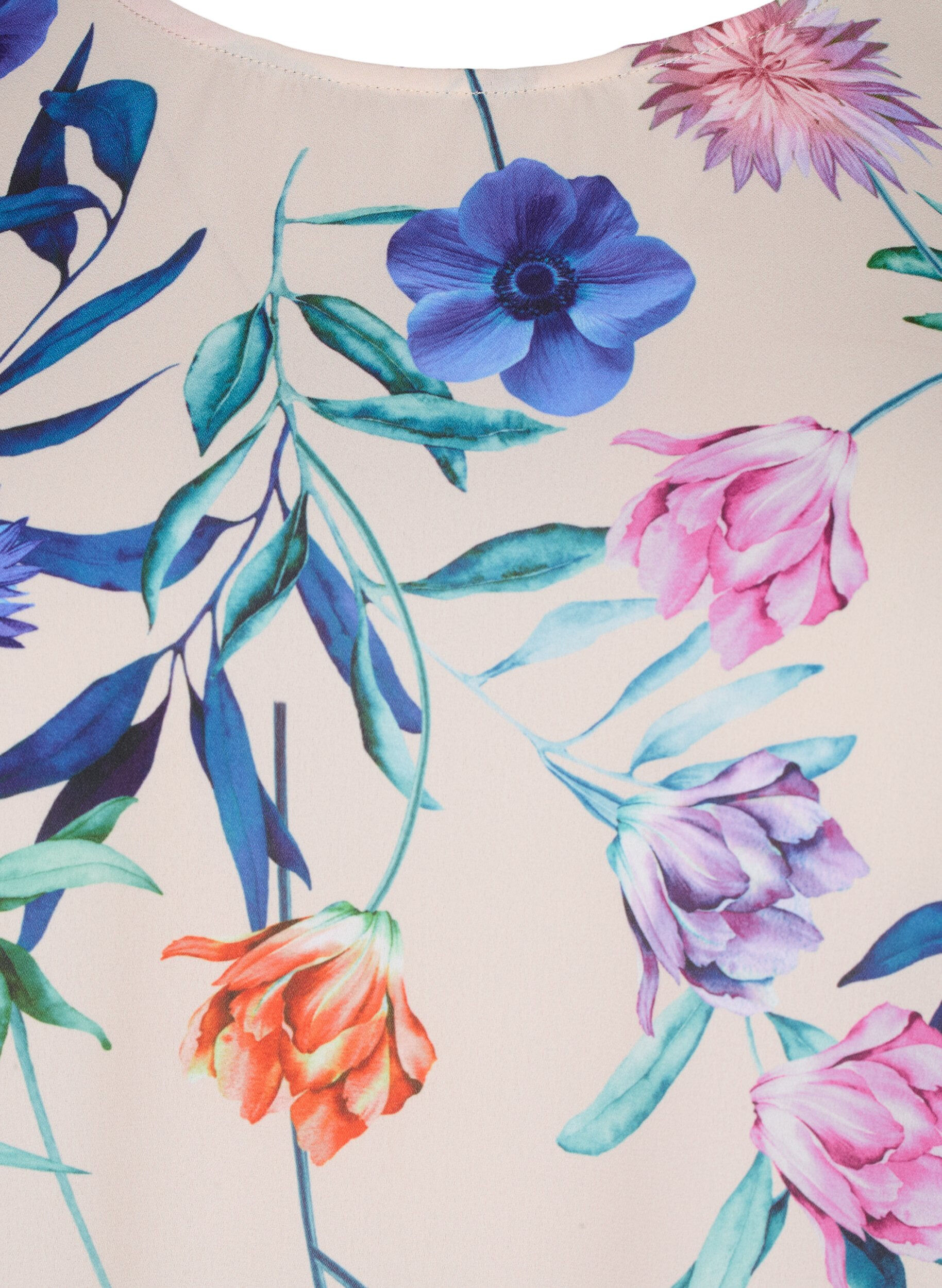 ZizziGebloemde blouse met smokwerk, Blauw, Packshot image number 2