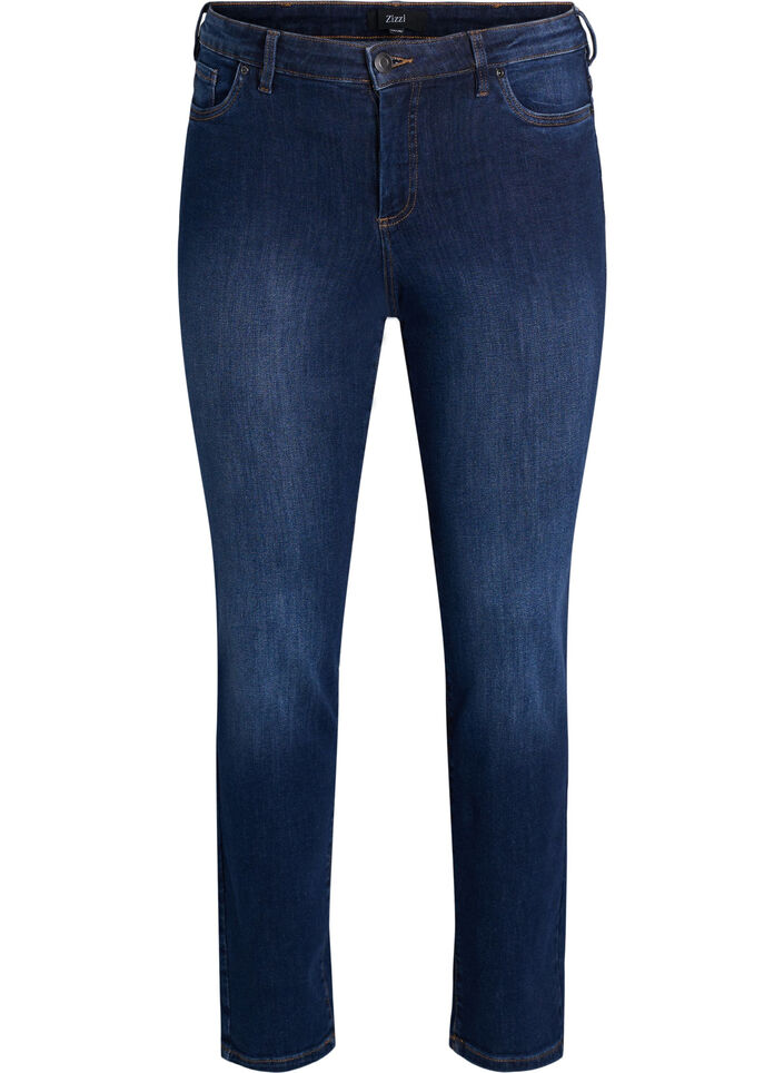 Strakke pasvorm jeans met een normale taille, Dark Blue, Packshot image number 0