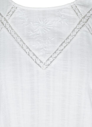 Katoenen top met lange mouwen en borduursel, Bright White, Packshot image number 2