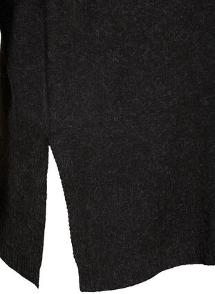 Poncho en tricot chiné avec col roulé et fente, Black, Packshot image number 3