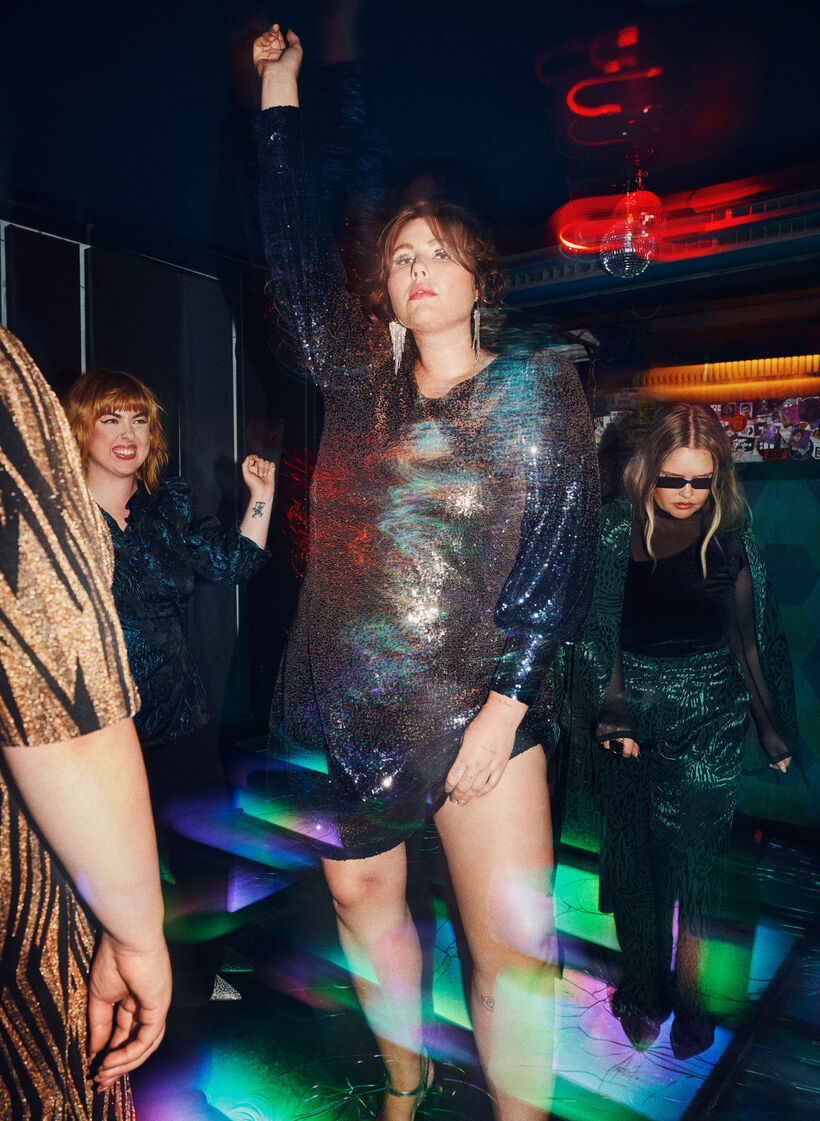 Paillettenjurk met ballonmouwen, Evening Blue Cobber, Image image number 1