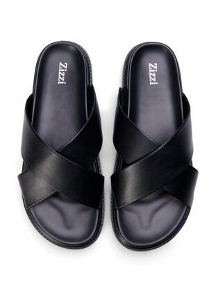 Sandalen met brede pasvorm en gekruiste bandjes, Black, Packshot image number 2
