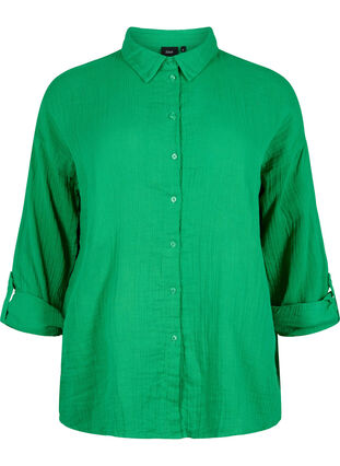 Overhemd met katoenen mousseline kraag, Jolly Green, Packshot image number 0