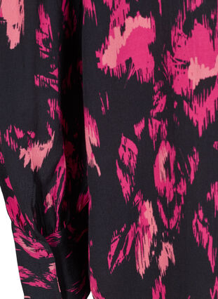 Viscose top met lange mouwen en print, Black Pink AOP, Packshot image number 3