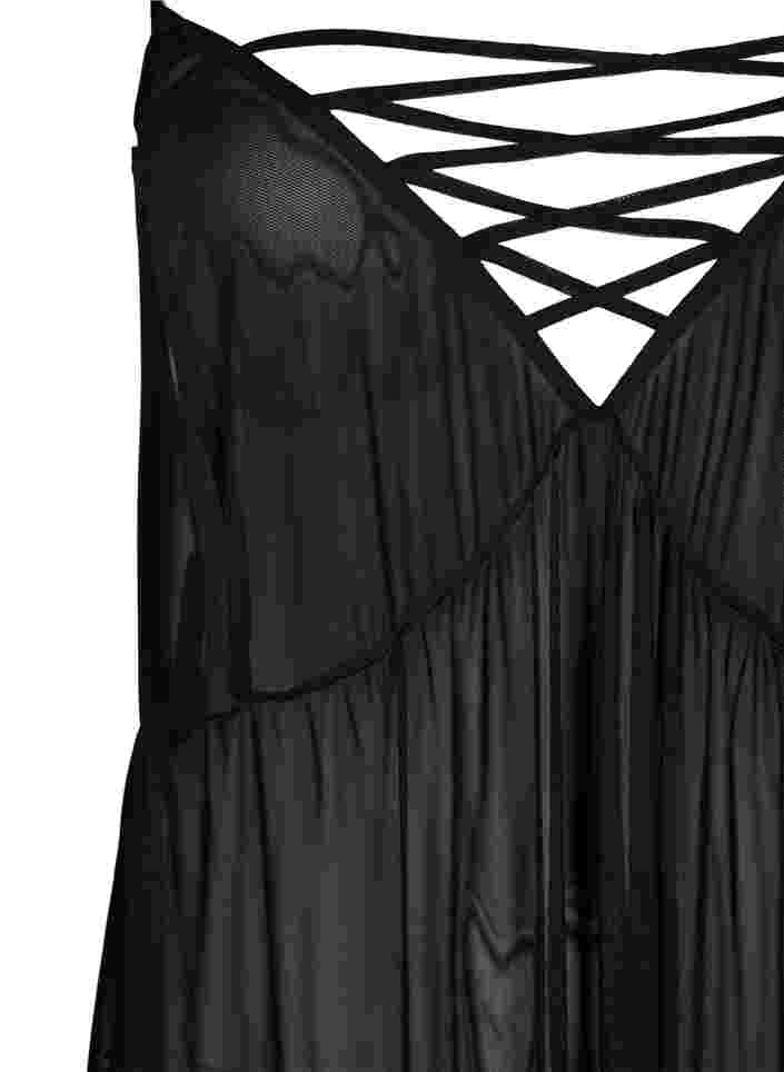 Mesh nachthemd met koordje, Black, Packshot image number 2