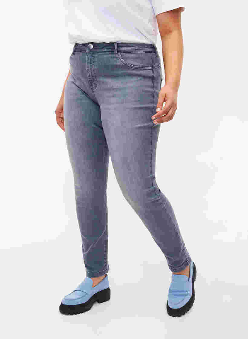 Extra slanke Nille jeans met hoge taille, Grey Denim, Model image number 2