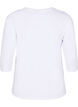 T-shirt en coton de base à manches 3/4, Blanc, Packshot image number 1