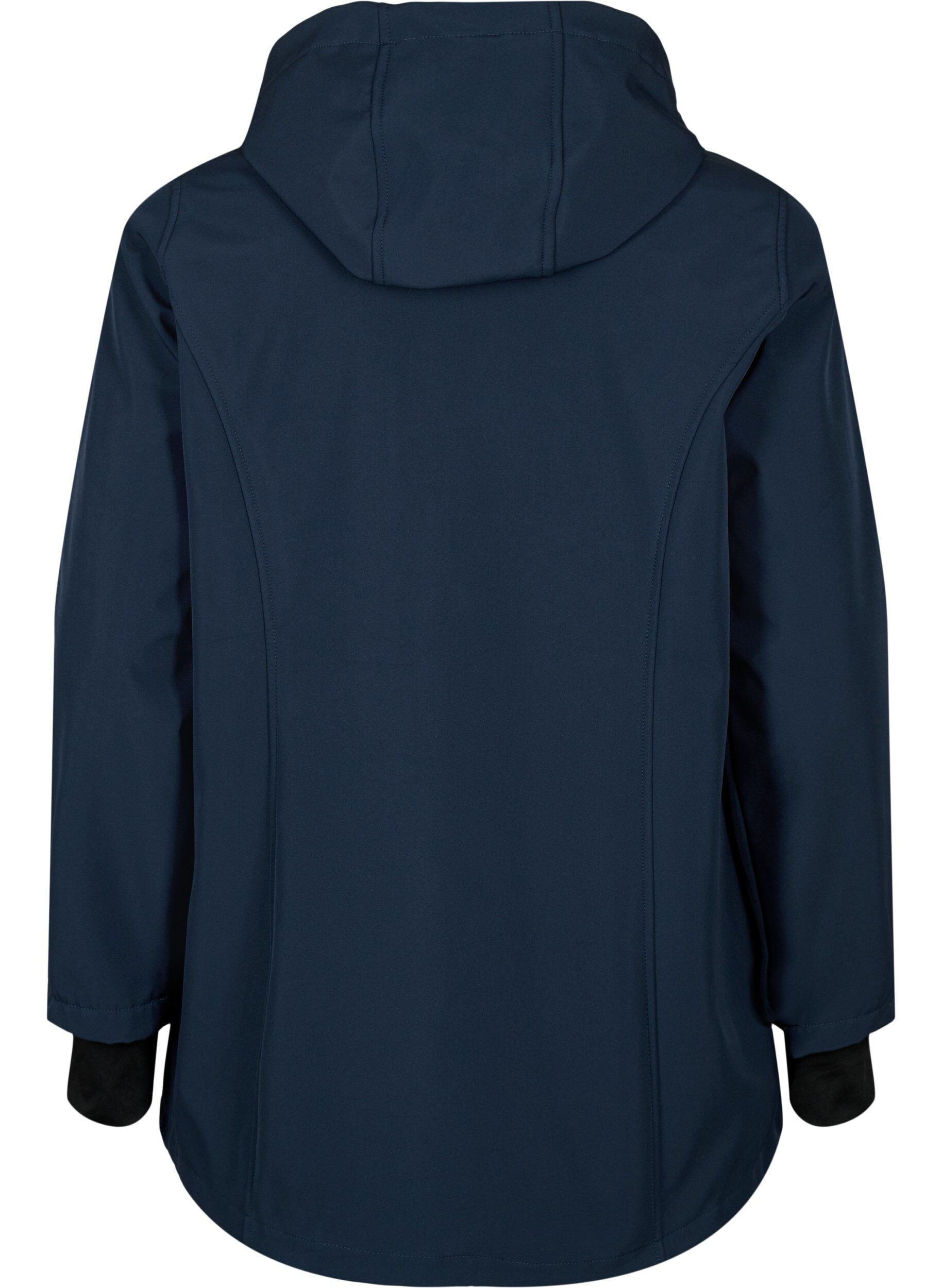 ZizziKort softshelljack met afneembare capuchon, Blauw, Packshot image number 1