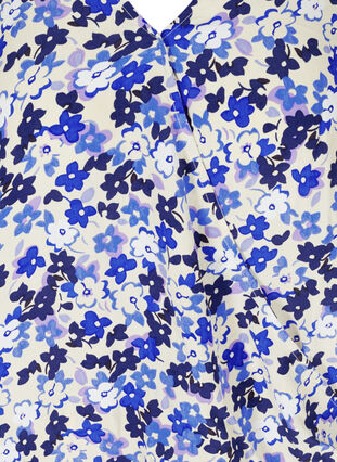 Viscose top met bloemenprint en 3/4 mouwen, Blue Flower AOP, Packshot image number 2