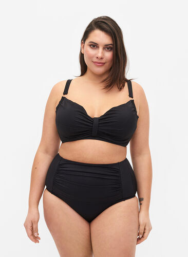 Bas de bikini à taille haute, Black, Model image number 0
