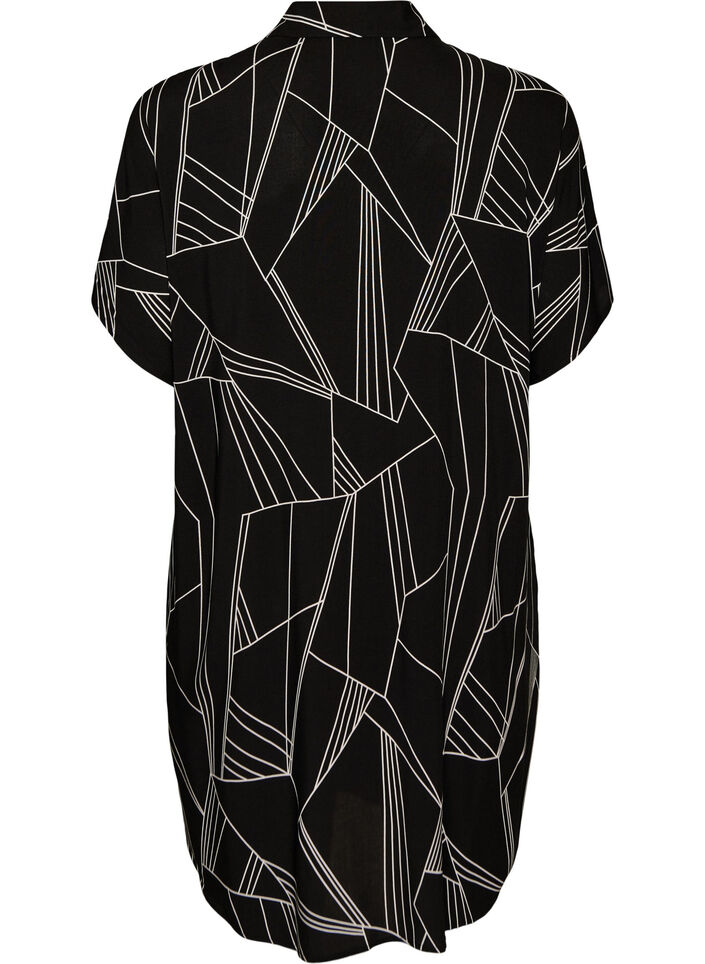 Chemise longue ample en viscose, Noir, Packshot image number 1