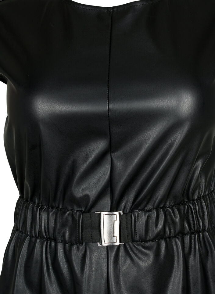 Robe courte aspect cuir, Black, Packshot image number 2