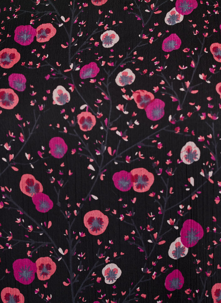 Chiffon blouse met bloemenprint en sheer mouwen, Zwart, Packshot image number 2