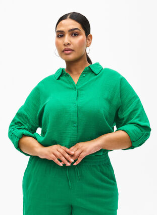 Chemise avec col en mousseline de coton, Jolly Green, Model image number 0