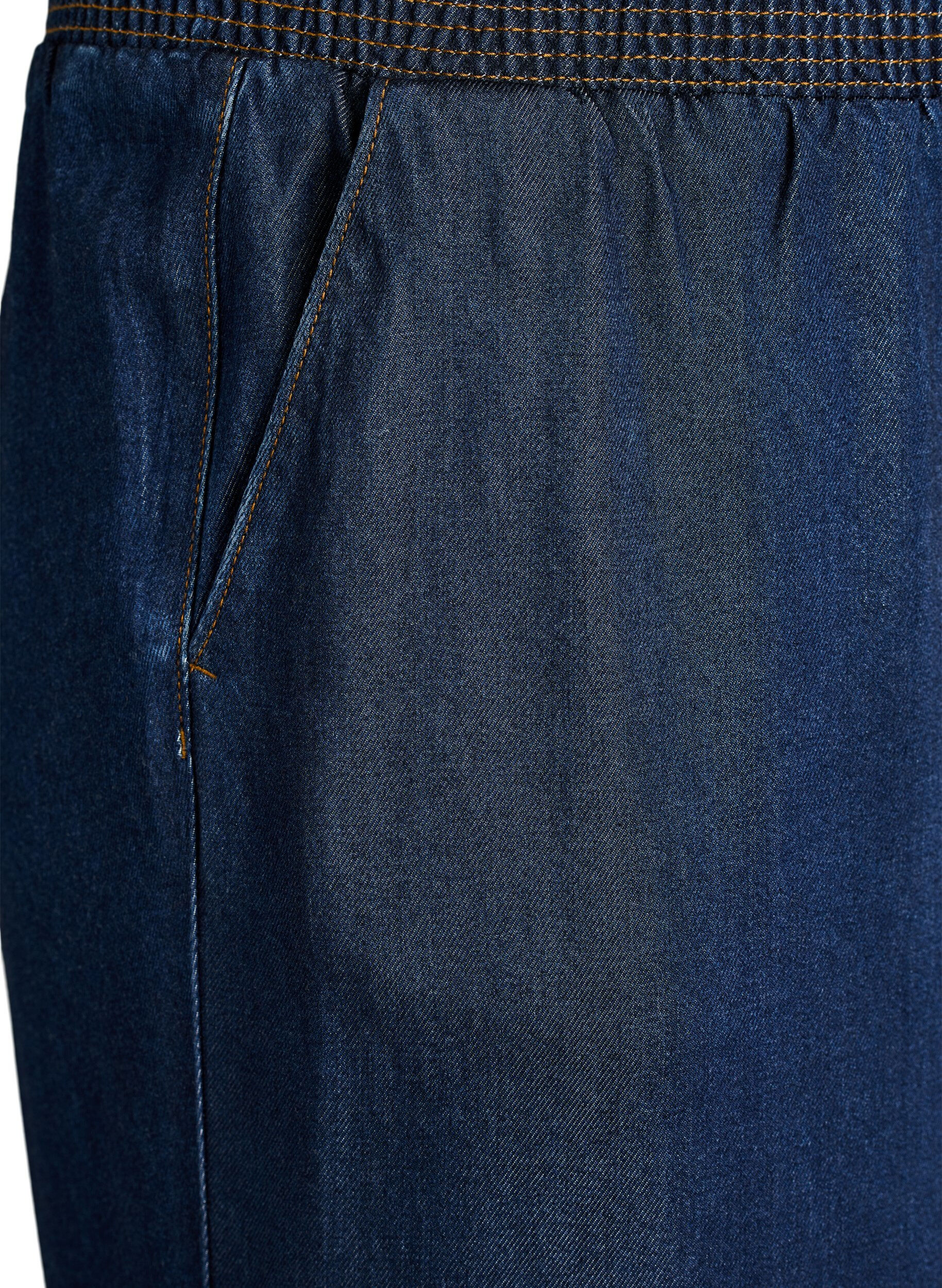 ZizziLyocell culotte broek met wijde pijpen en denimlook, Blauw, Packshot image number 2