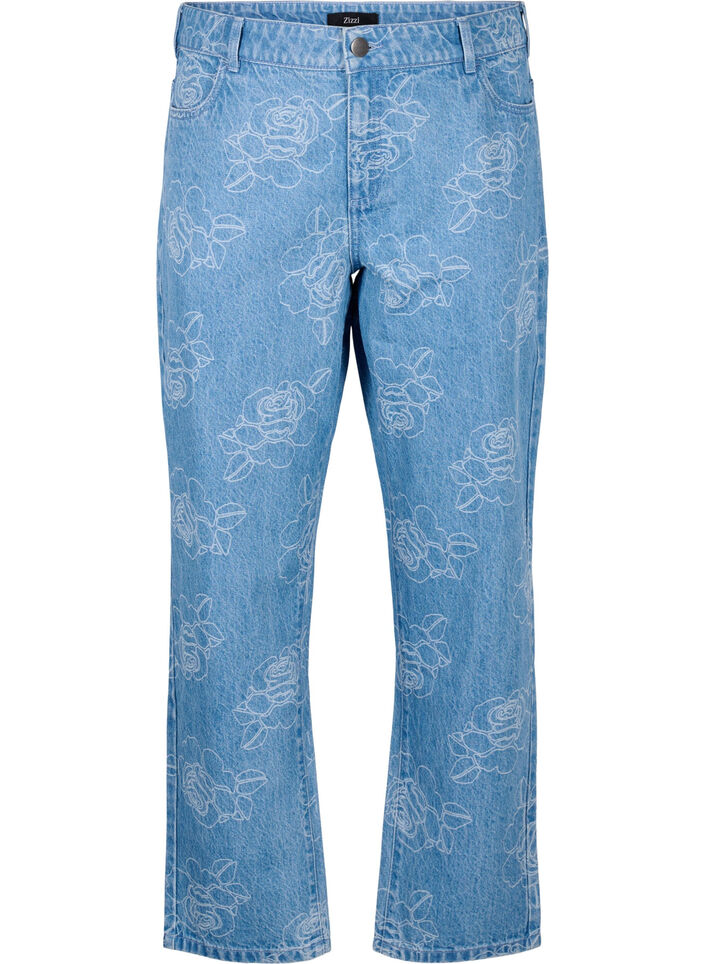 Vera bloemenprint jeans, Blauw, Packshot image number 0