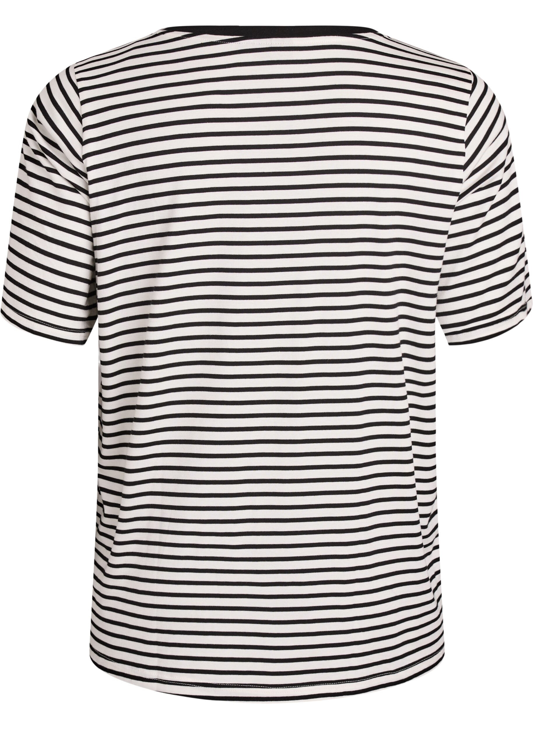 ZizziT-shirt met TENCEL&trade; Lyocell en strepen, Wit, Packshot image number 1