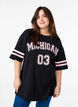 Sportief oversized college T-shirt, Zwart, Model image number 0