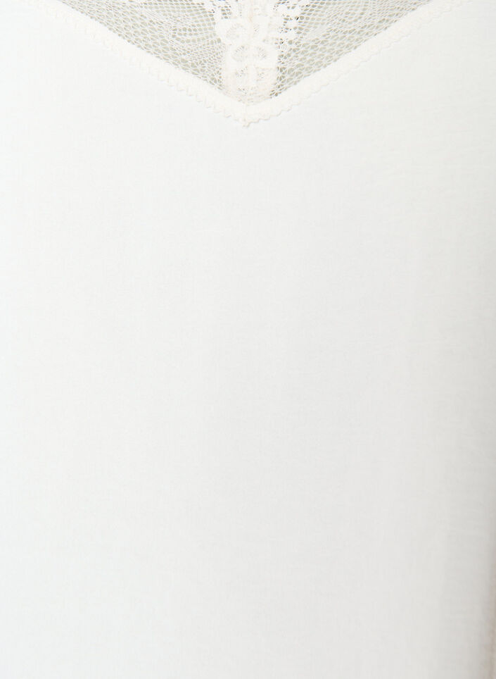 Cami top met V-hals en kanten rand, Vanille, Packshot image number 2