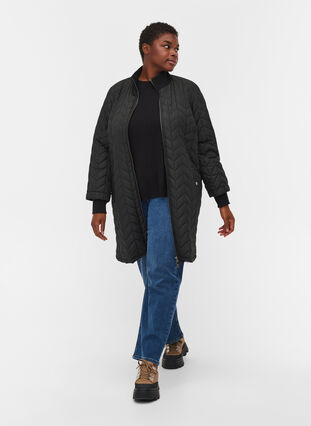 Veste légère matelassée avec poches, Black, Model image number 3
