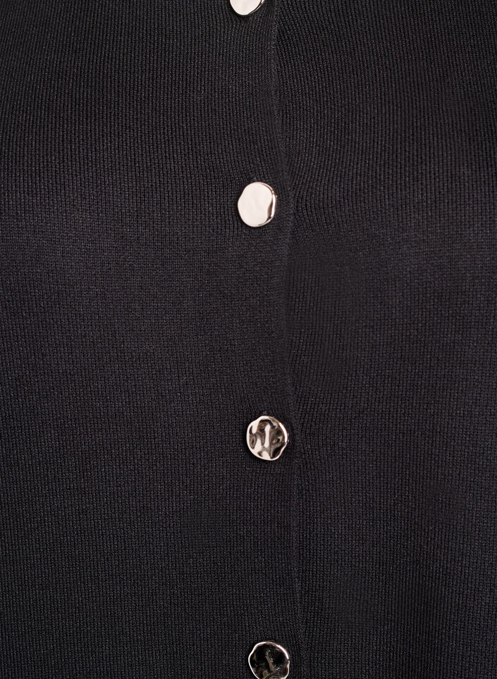 Mouwloze breisel vest met decoratieve knopen, Zwart, Packshot image number 2