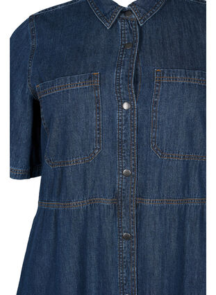 Robe chemise en denim à manches courtes, Dark blue denim, Packshot image number 2