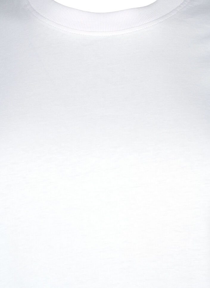 Basic katoenen T-shirt met ronde hals, Wit, Packshot