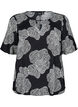 Korte mouw visrose Blouse met print, Zwart, Packshot image number 0