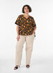 Katoenen blouse met bloemenprint en striksluiting, Oranje, Model image number 1