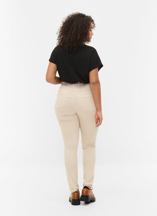 Amy jeans met hoge taille en super slanke pasvorm, Oatmeal, Model image number 1