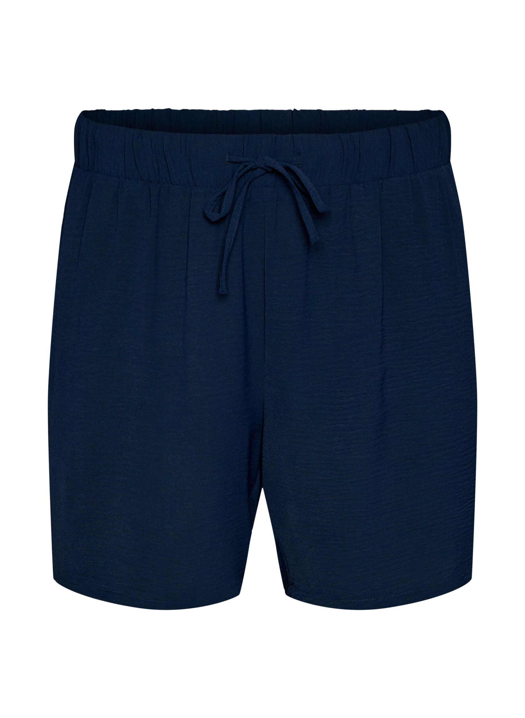 ZizziKorte broek met zakken en elastische tailleband, Blauw, Packshot image number 0