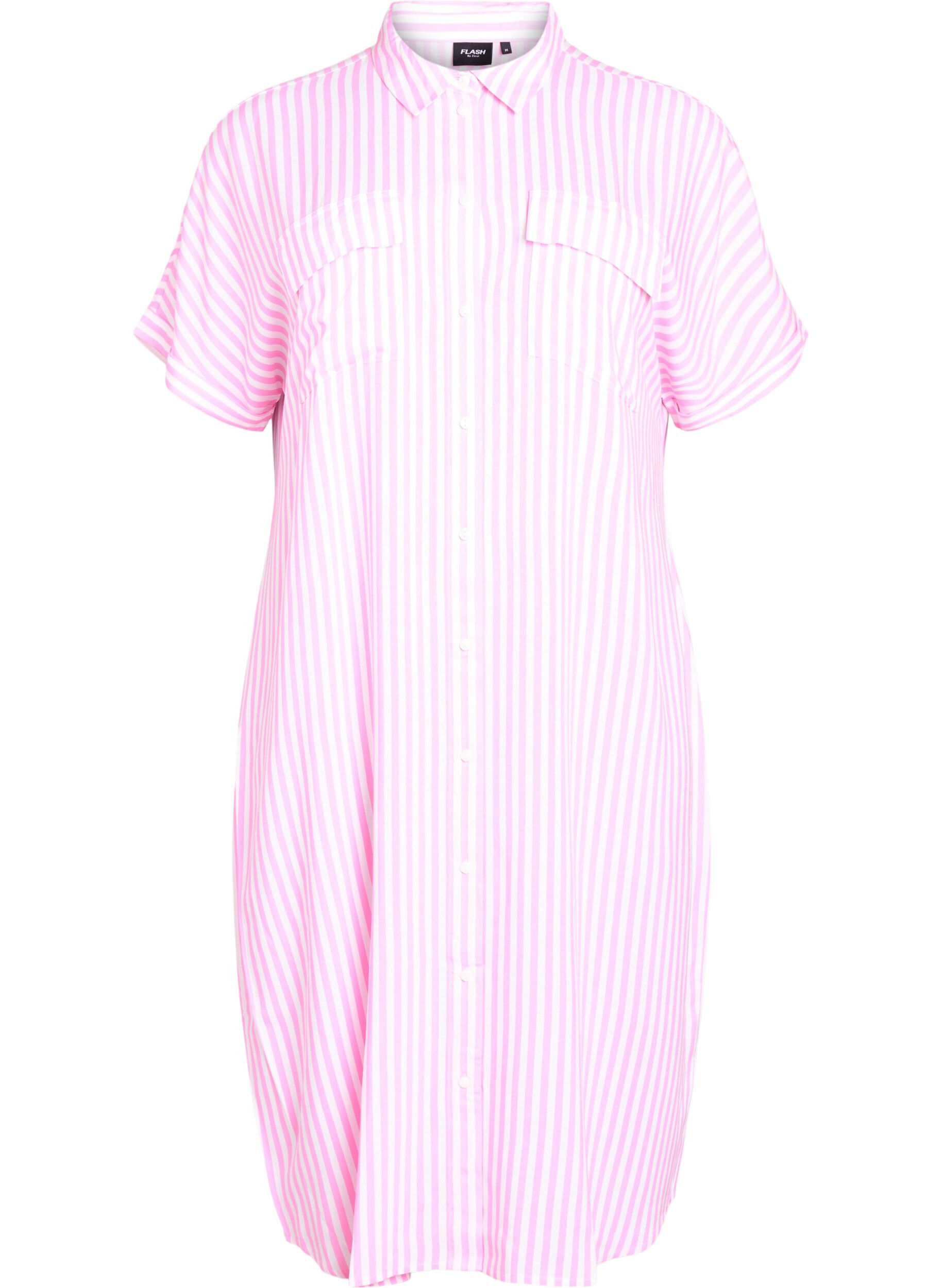 Zizzi Robe chemise longue avec manches courtes, Rose, Packshot image number 0
