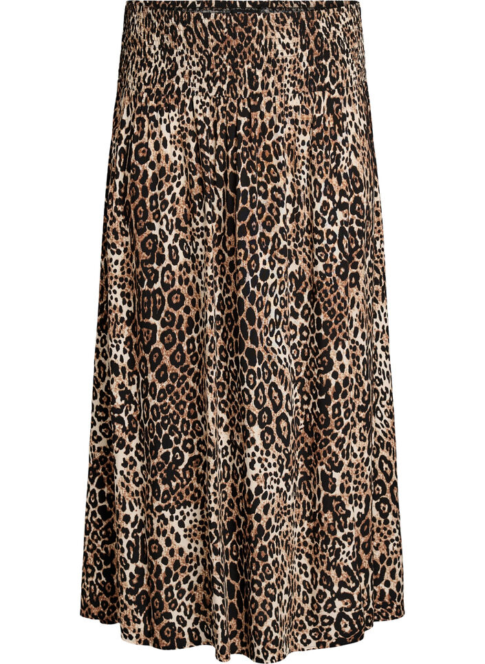 Jupe longue en viscose avec smocks, Marron, Packshot image number 0