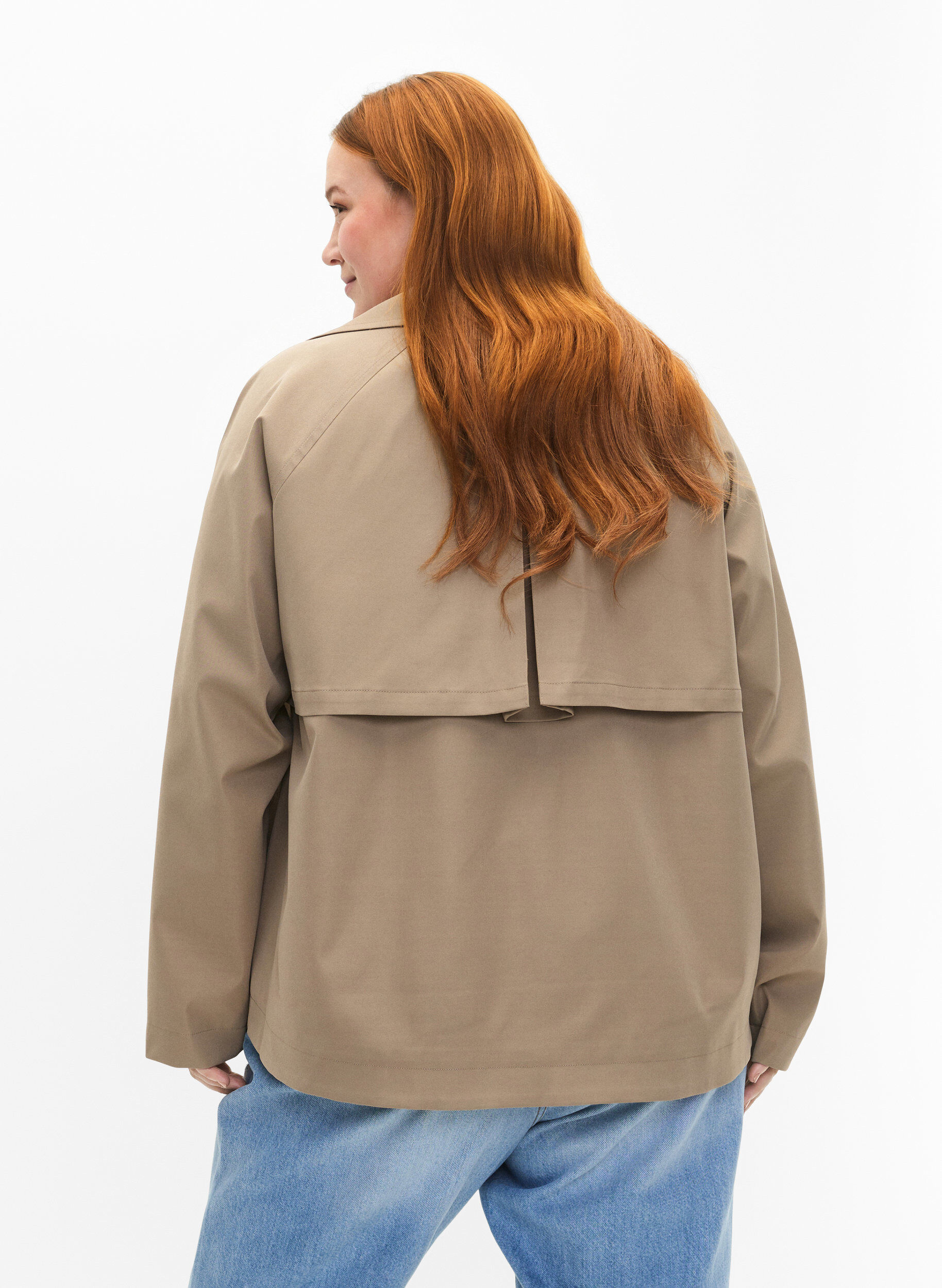 ZizziKorte trenchcoat met drukknoopsluiting, Coriander, Model image number 1