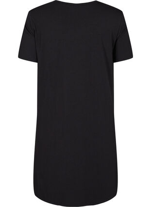 Nachthemd met korte mouwen en v-hals, Black, Packshot image number 1