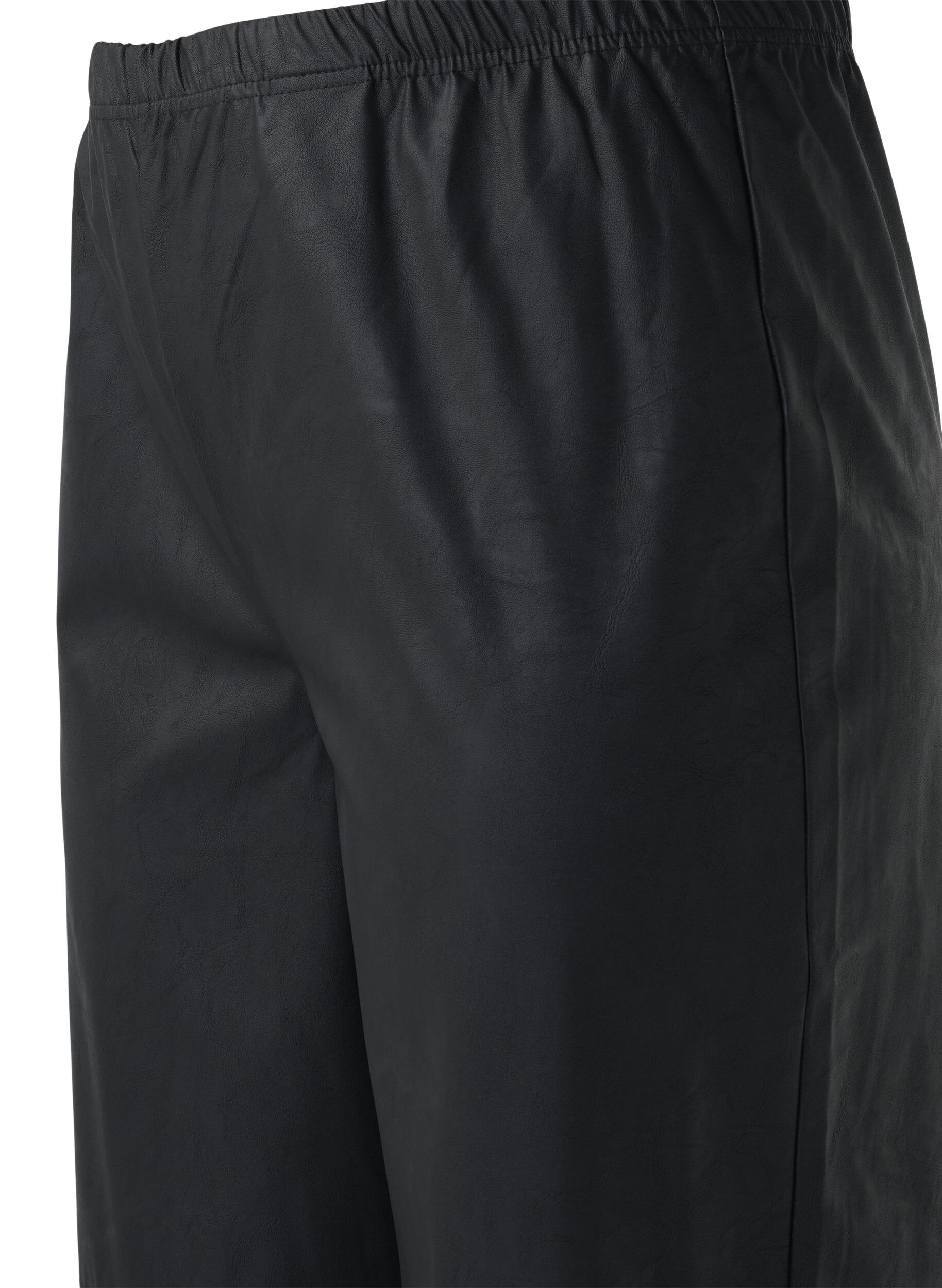 ZizziLosse imitatielederen broek met elastische tailleband, Black, Packshot image number 2