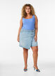 Denim skort met overslag en hoge taille, Blauw, Model image number 1