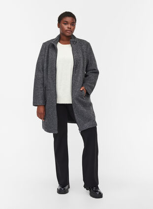 Manteau avec laine et fermeture éclair, Dark Grey Melange, Model image number 2