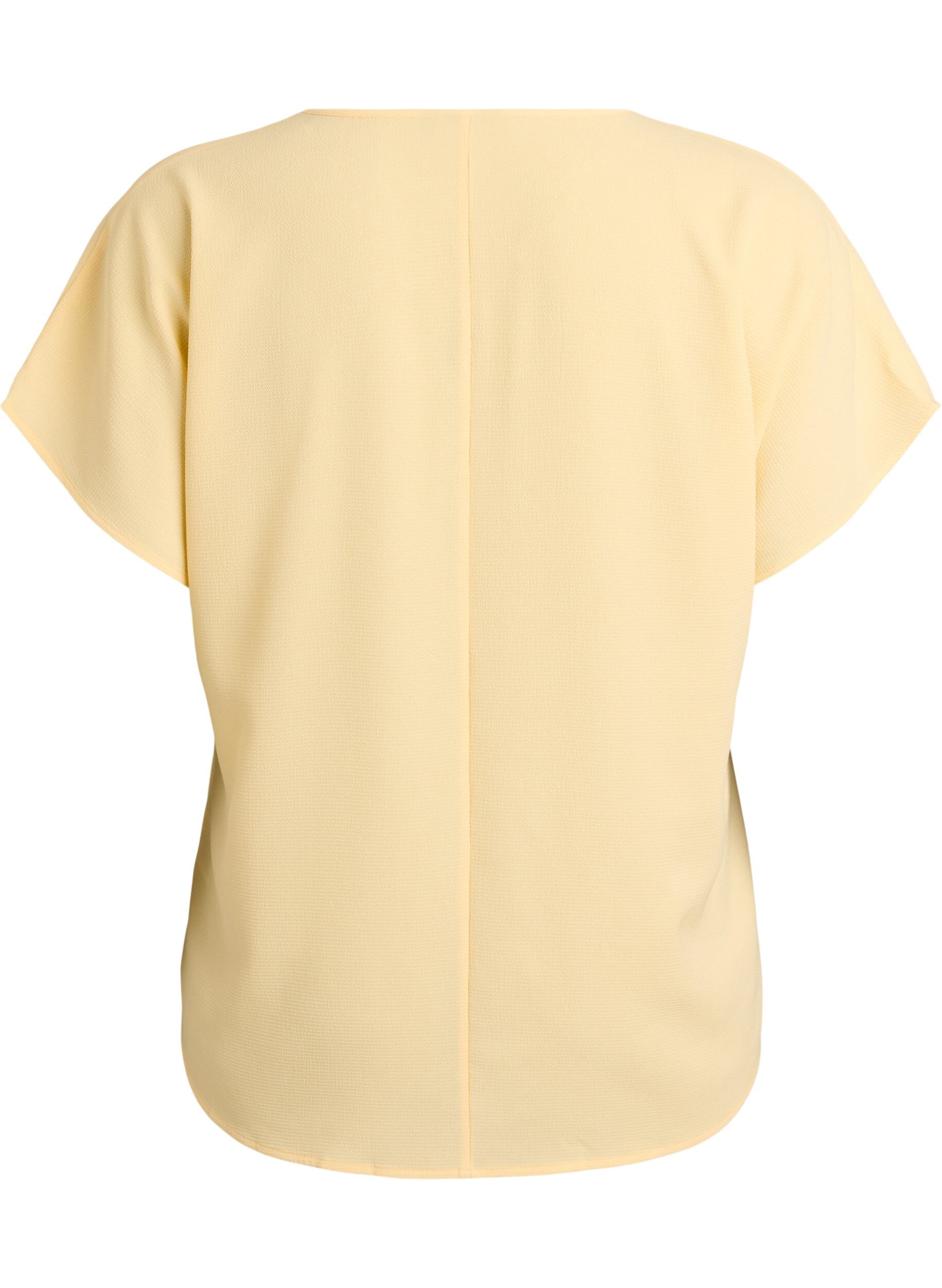 ZizziBlouse &agrave; manches courtes et encolure ronde, Jaune clair, Packshot image number 1