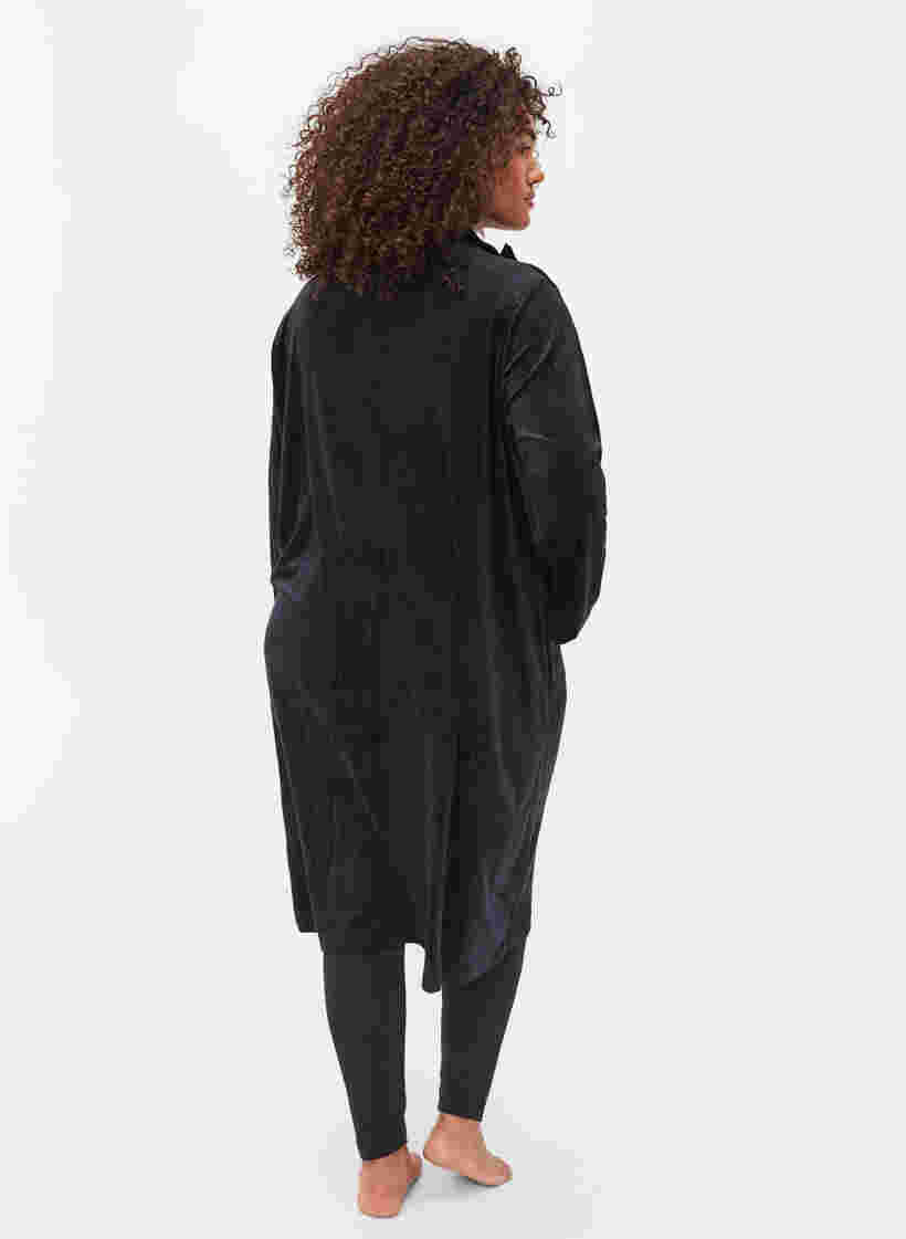 Robe en velours avec fermeture éclair et poches, Black, Model image number 1