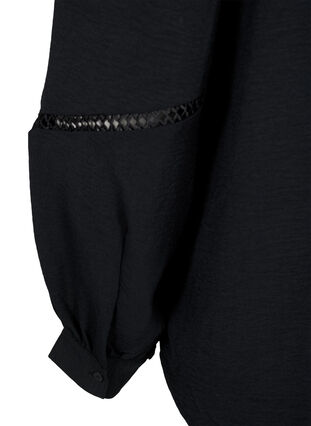 Overhemdblouse met gehaakte details, Black, Packshot image number 4