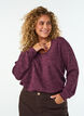 Jersey blouse met V-hals en lange mouwen, Donker Bordeaux, Model image number 0